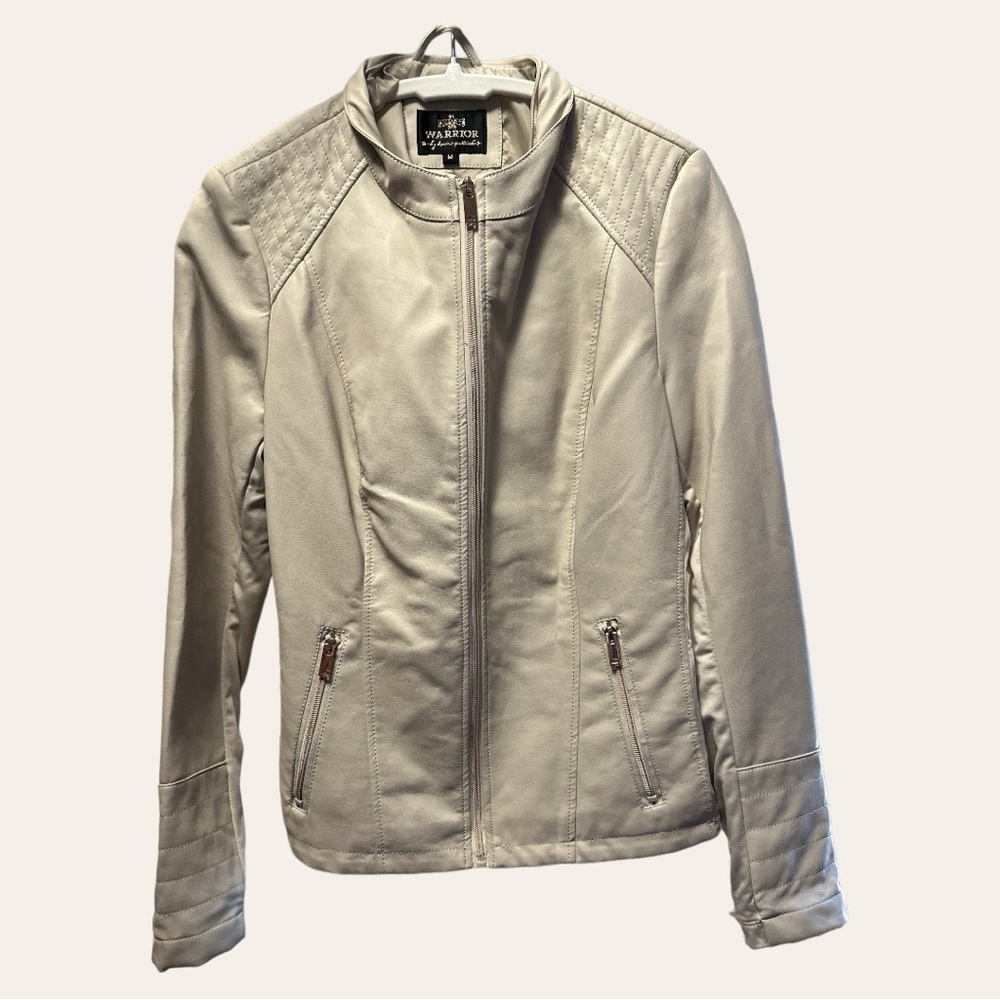 Danica Patrick 2-in-1 Style Faux Leather Jacket in Natural/Bone